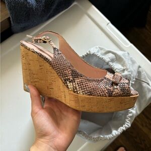 Stuart Weitzman snake print sling back wedge heel - size 6.5
